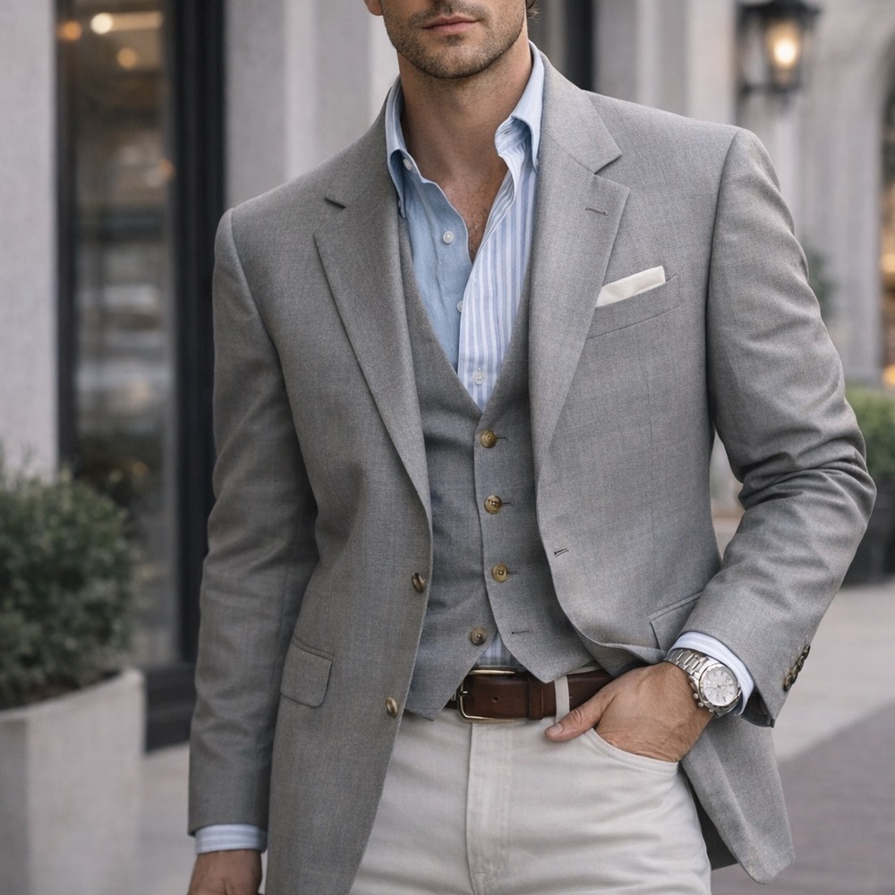 Joseph Abboud Light Gray Blazer 44R wool workwear